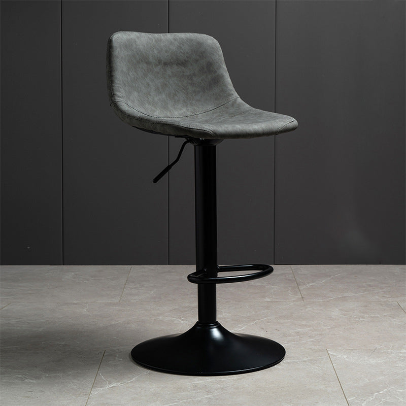 Contemporary PU Leather Footrest Barstool Adjustable Height Bar Stool