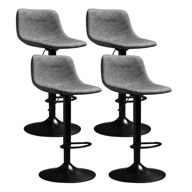 Contemporary PU Leather Footrest Barstool Adjustable Height Bar Stool