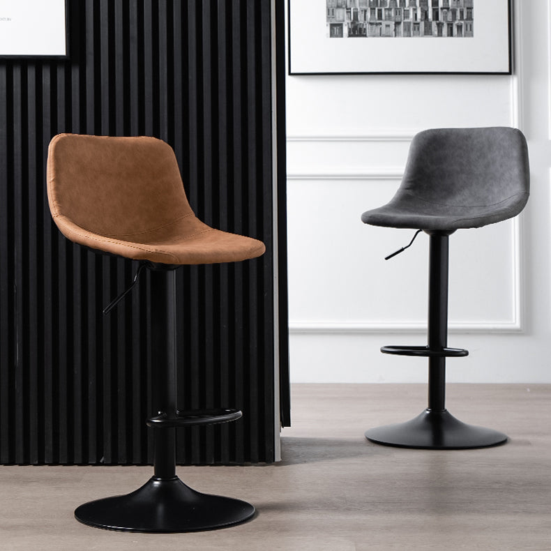 Contemporary PU Leather Footrest Barstool Adjustable Height Bar Stool