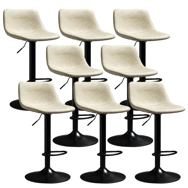 Contemporary PU Leather Footrest Barstool Adjustable Height Bar Stool