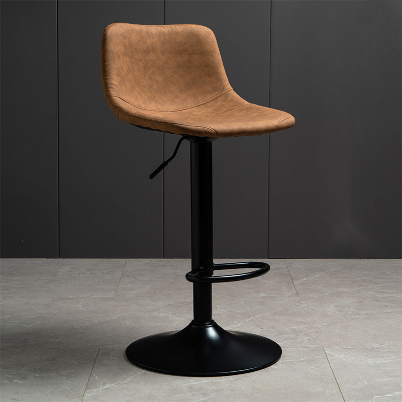 Contemporary PU Leather Footrest Barstool Adjustable Height Bar Stool