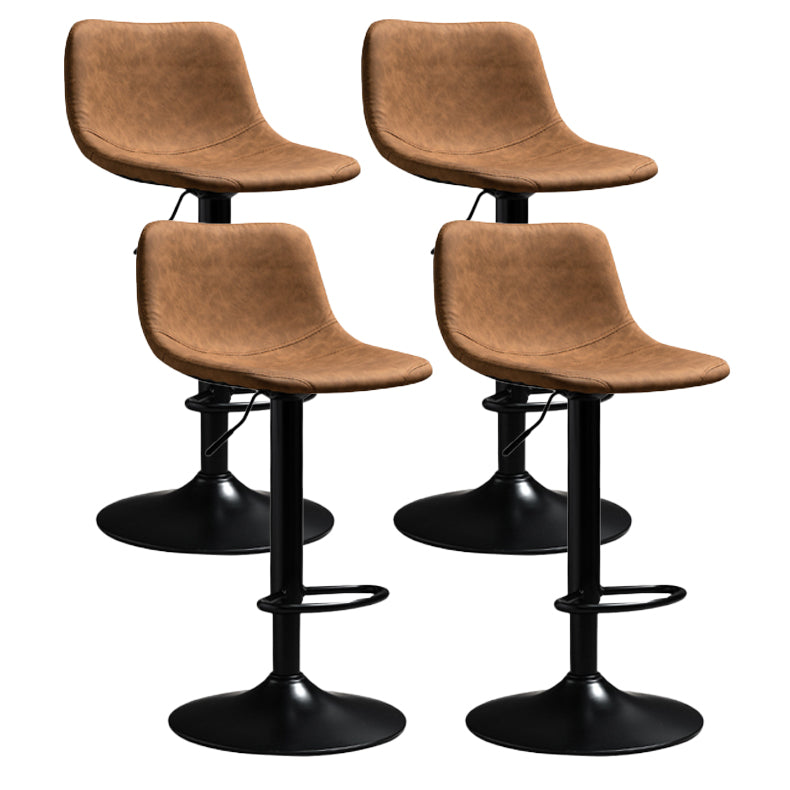 Contemporary PU Leather Footrest Barstool Adjustable Height Bar Stool