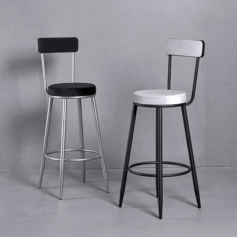 Scandinavian Iron Round Bar Stool Upholstered Velvet Counter Stool