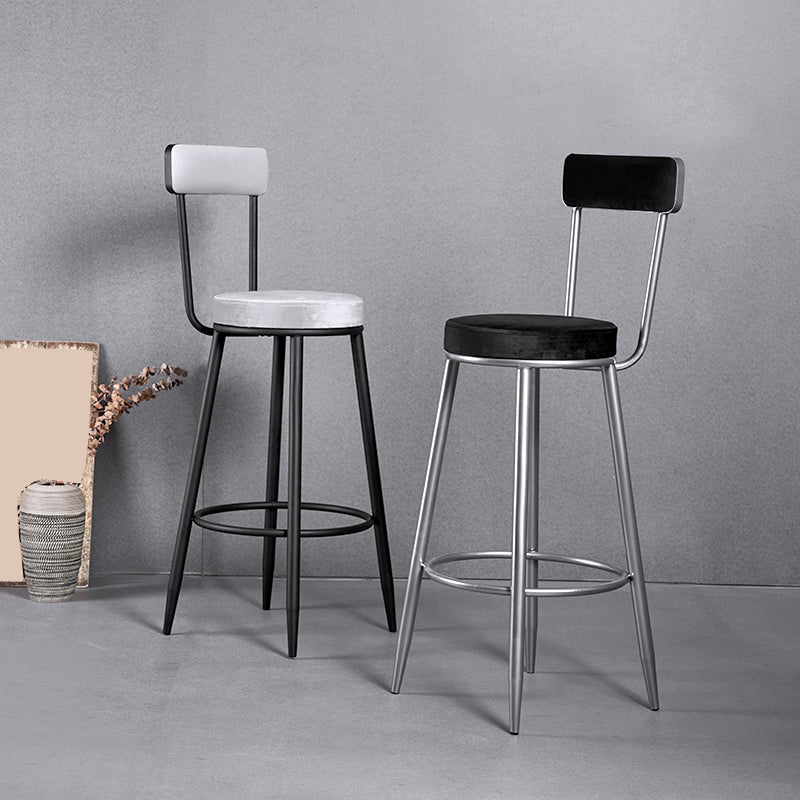 Scandinavian Iron Round Bar Stool Upholstered Velvet Counter Stool
