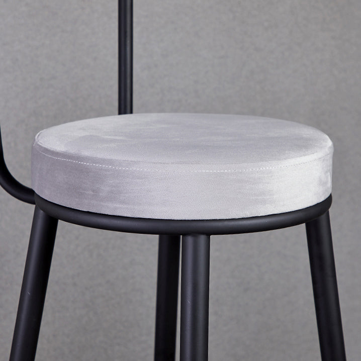 Scandinavian Iron Round Bar Stool Upholstered Velvet Counter Stool