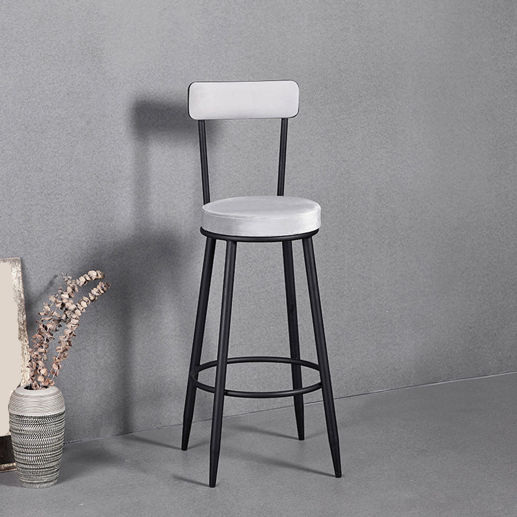 Scandinavian Iron Round Bar Stool Upholstered Velvet Counter Stool