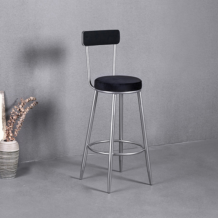 Scandinavian Iron Round Bar Stool Upholstered Velvet Counter Stool