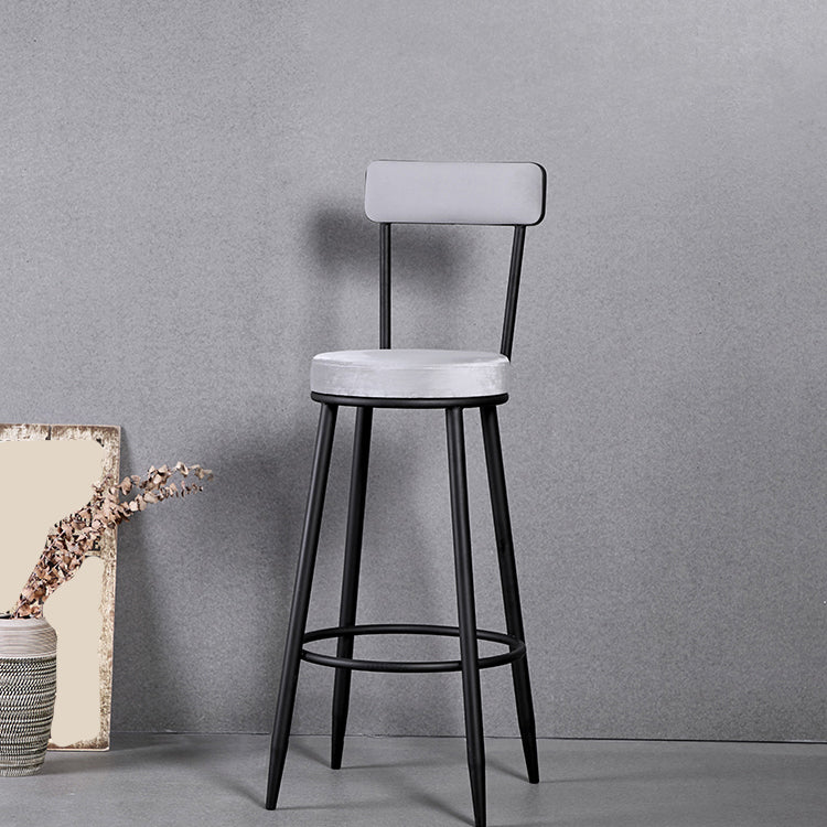 Scandinavian Iron Round Bar Stool Upholstered Velvet Counter Stool