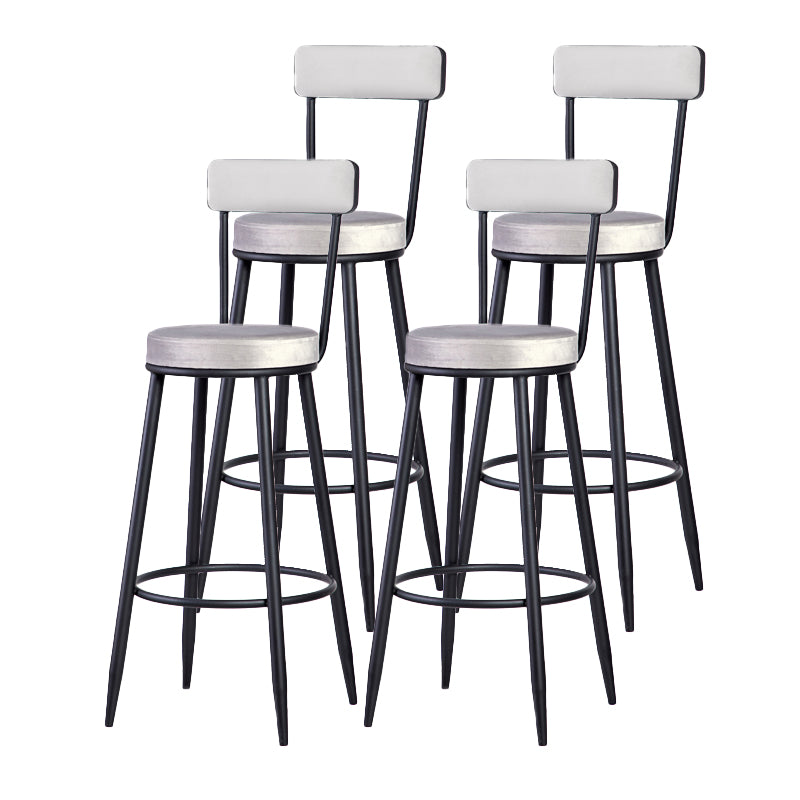 Scandinavian Iron Round Bar Stool Upholstered Velvet Counter Stool