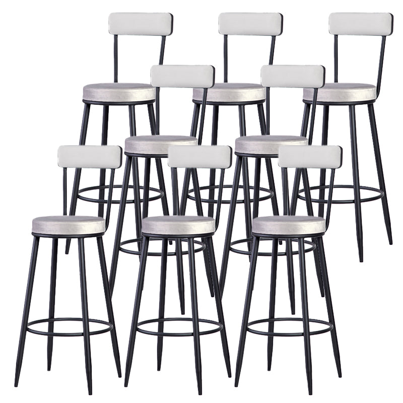 Scandinavian Iron Round Bar Stool Upholstered Velvet Counter Stool