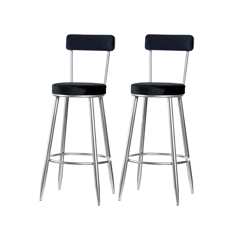 Scandinavian Iron Round Bar Stool Upholstered Velvet Counter Stool