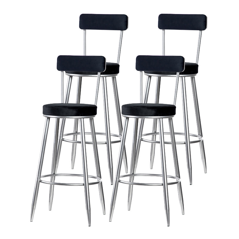Scandinavian Iron Round Bar Stool Upholstered Velvet Counter Stool