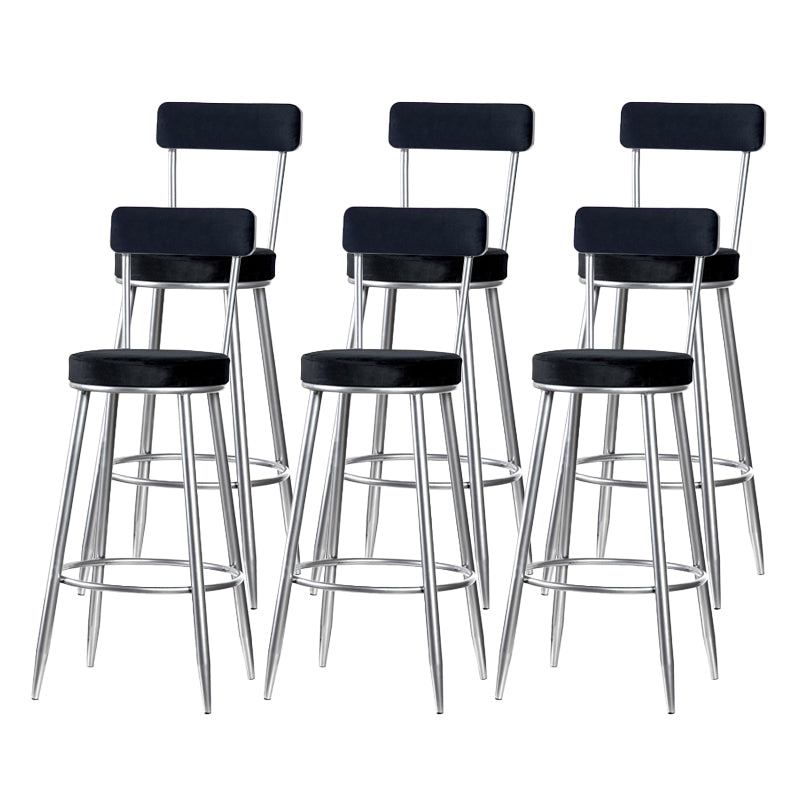 Scandinavian Iron Round Bar Stool Upholstered Velvet Counter Stool