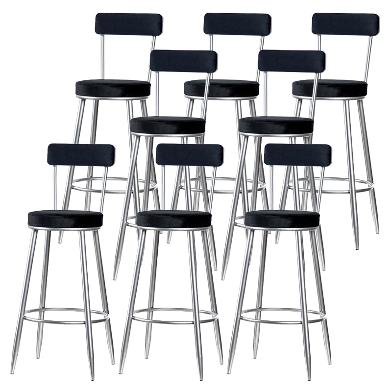 Scandinavian Iron Round Bar Stool Upholstered Velvet Counter Stool