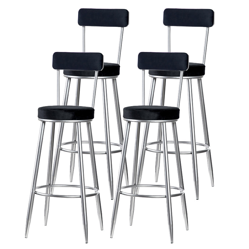 Scandinavian Iron Round Bar Stool Upholstered Velvet Counter Stool