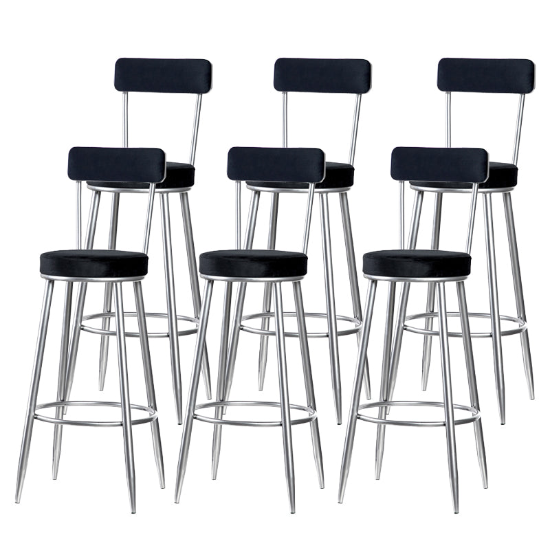Scandinavian Iron Round Bar Stool Upholstered Velvet Counter Stool