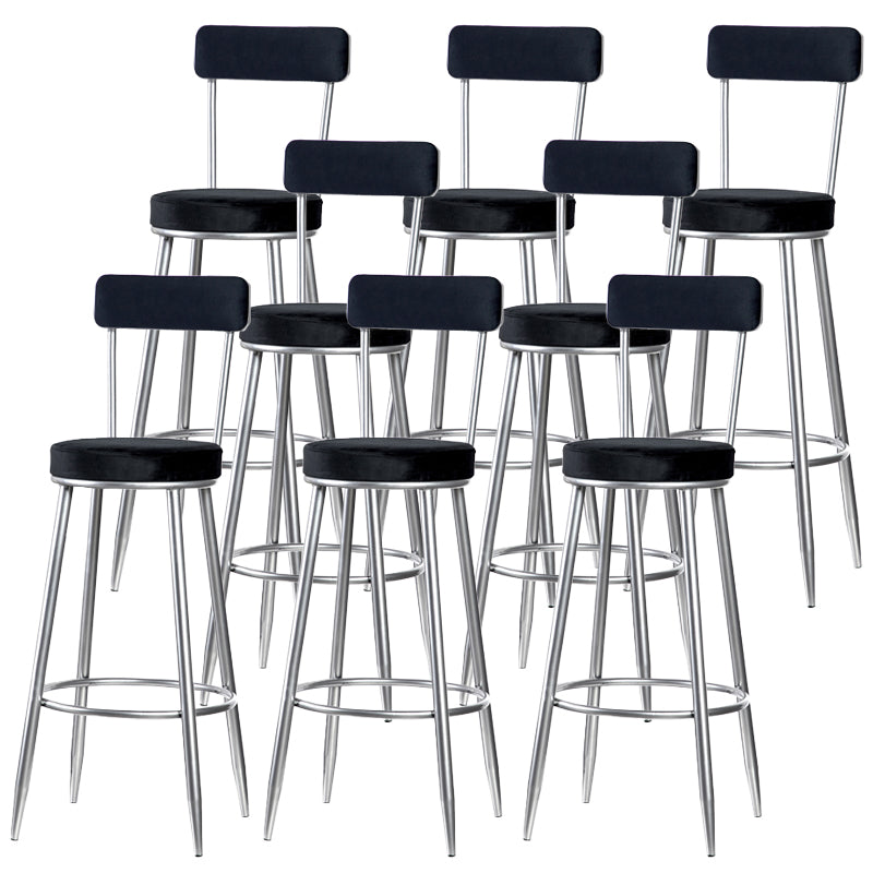Scandinavian Iron Round Bar Stool Upholstered Velvet Counter Stool