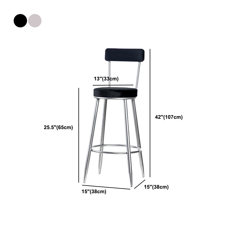 Scandinavian Iron Round Bar Stool Upholstered Velvet Counter Stool