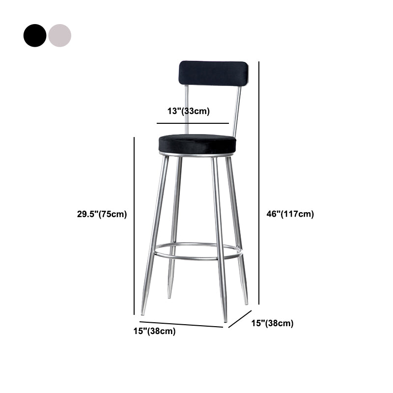 Scandinavian Iron Round Bar Stool Upholstered Velvet Counter Stool