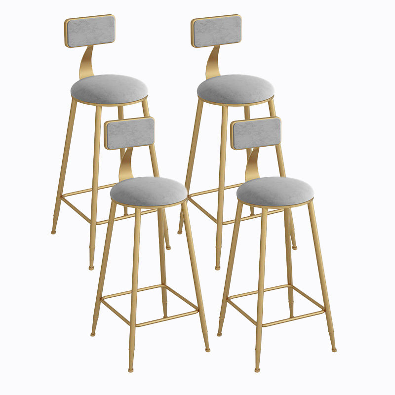 Industrial Metal Barstool Faux Leather Fabric Counter Stool with Gold Legs