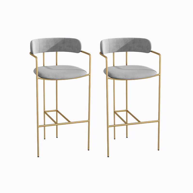 Industrial Metal Barstool Faux Leather Fabric Counter Stool with Gold Legs