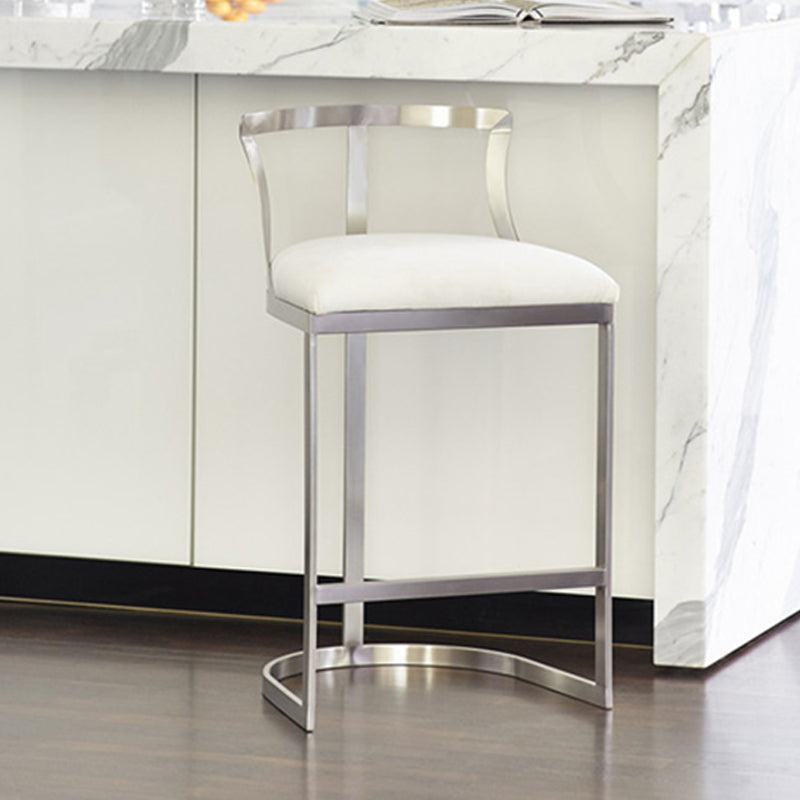 Glam Style Upholstered Counter Height Stool Metal Bar Stool Bar Stool