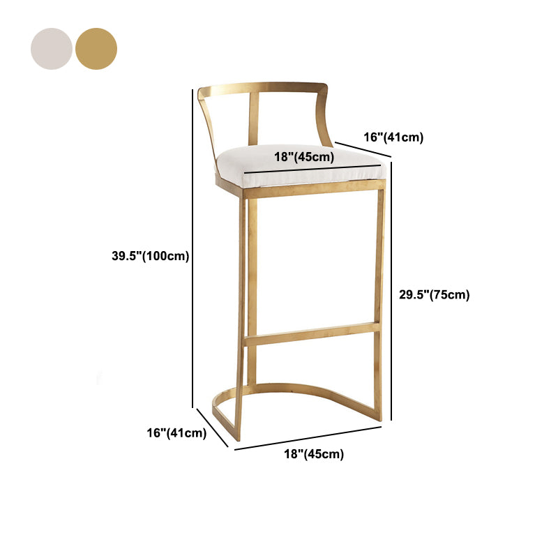 Glam Style Upholstered Counter Height Stool Metal Bar Stool Bar Stool
