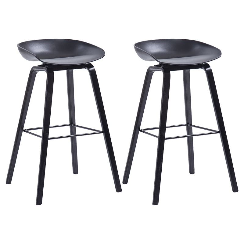 Contemporary Wood Stool Backrest Counter Plastic Counter Stool in Matte Finish for Indoor