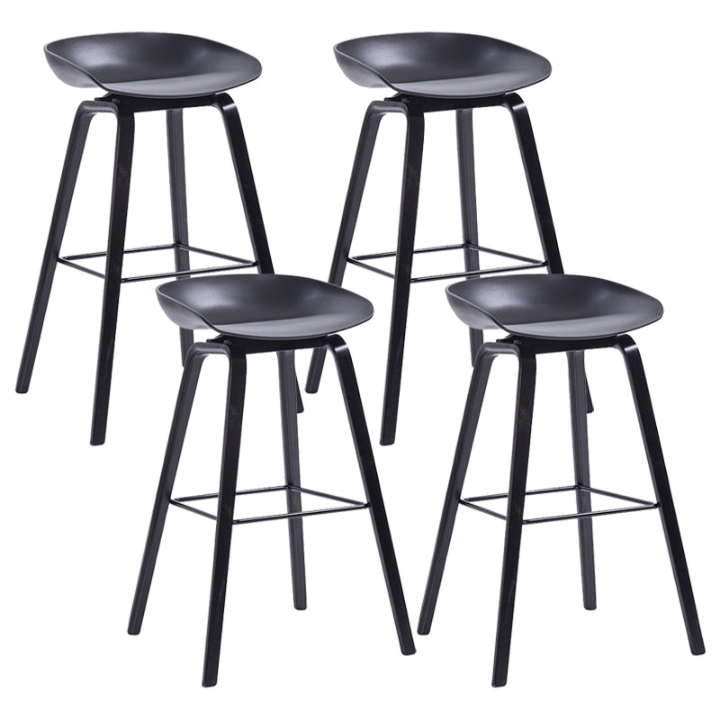 Contemporary Wood Stool Backrest Counter Plastic Counter Stool in Matte Finish for Indoor