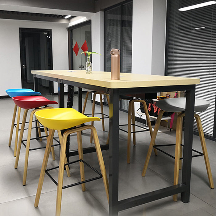 Contemporary Wood Stool Backrest Counter Plastic Counter Stool in Matte Finish for Indoor