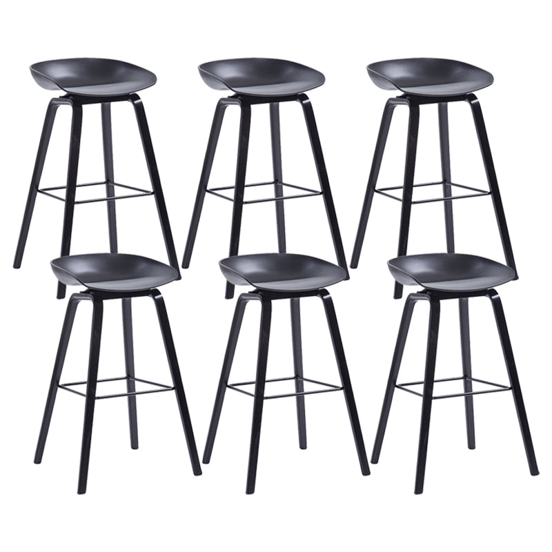 Contemporary Wood Stool Backrest Counter Plastic Counter Stool in Matte Finish for Indoor