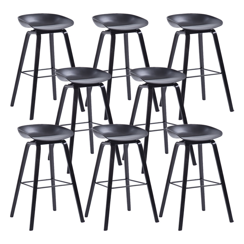 Contemporary Wood Stool Backrest Counter Plastic Counter Stool in Matte Finish for Indoor