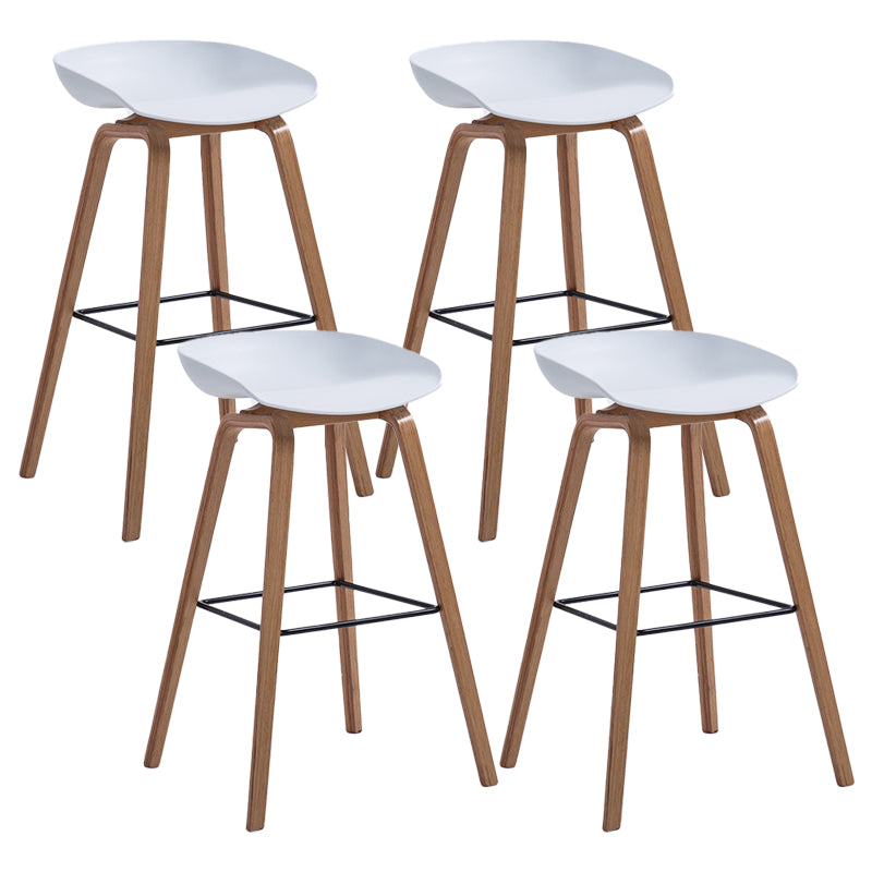 Contemporary Wood Stool Backrest Counter Plastic Counter Stool in Matte Finish for Indoor