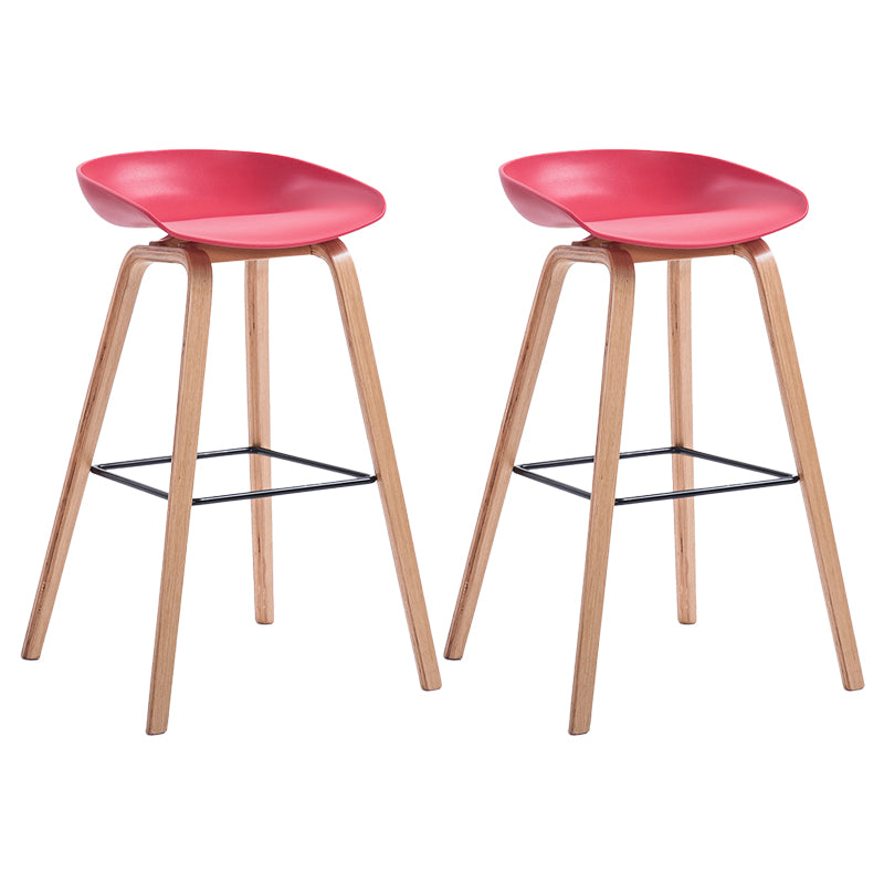 Contemporary Wood Stool Backrest Counter Plastic Counter Stool in Matte Finish for Indoor