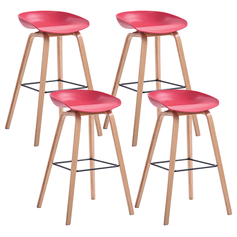 Contemporary Wood Stool Backrest Counter Plastic Counter Stool in Matte Finish for Indoor