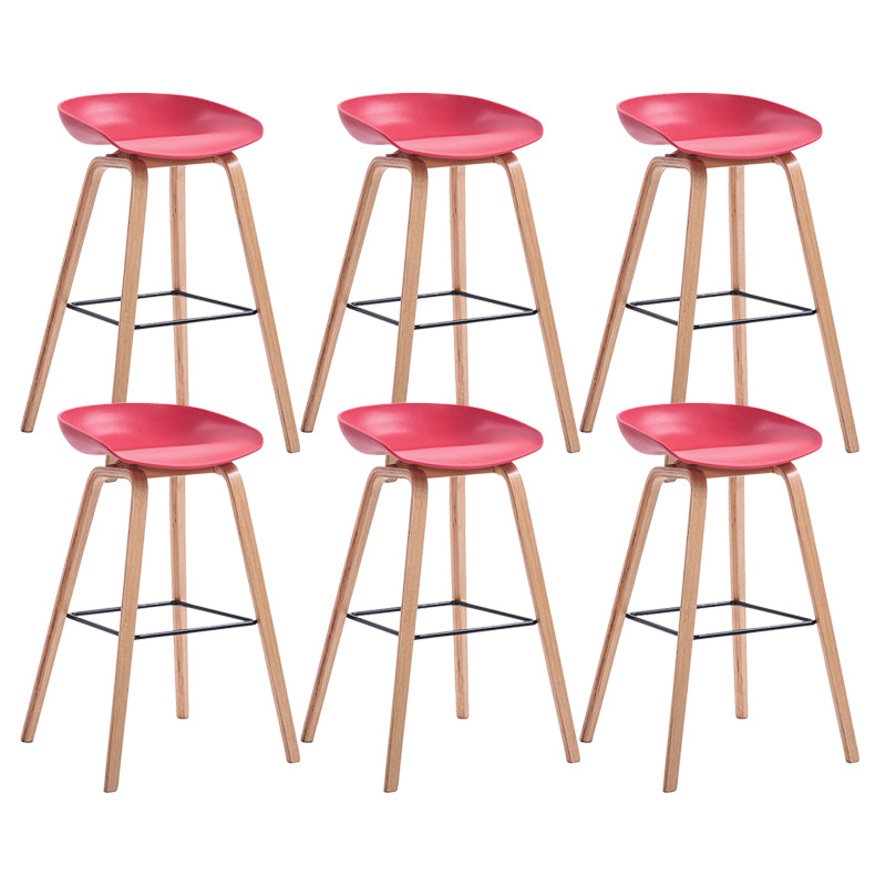 Contemporary Wood Stool Backrest Counter Plastic Counter Stool in Matte Finish for Indoor