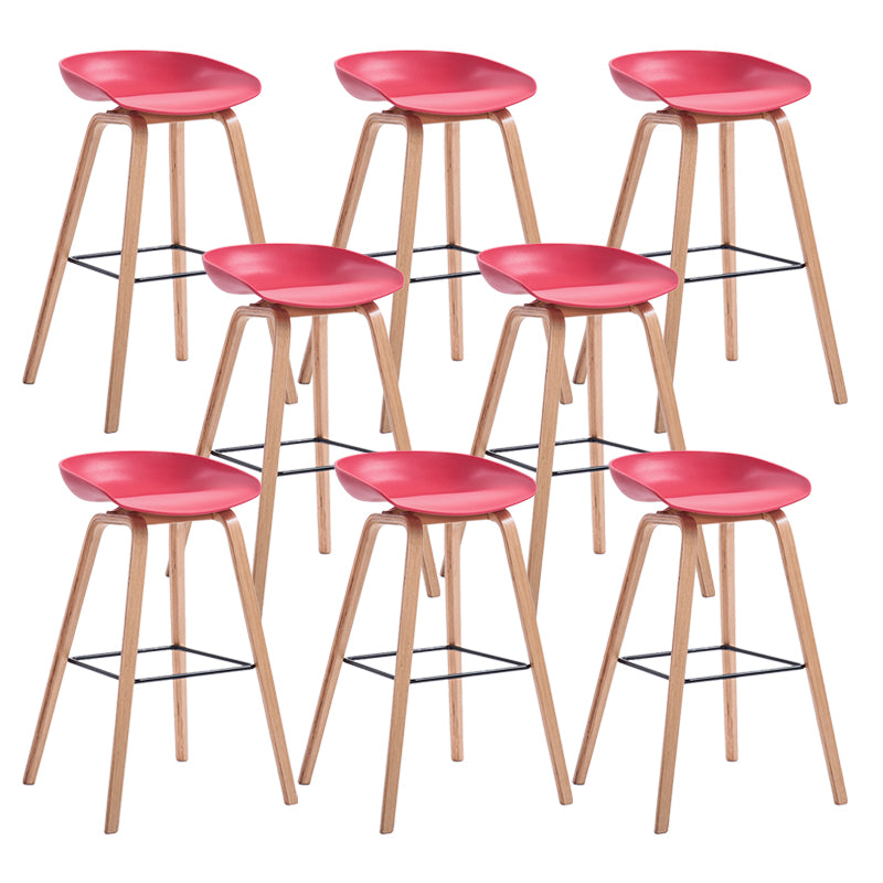 Contemporary Wood Stool Backrest Counter Plastic Counter Stool in Matte Finish for Indoor