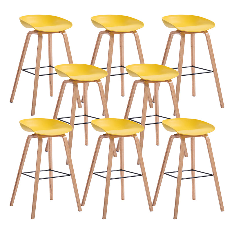Contemporary Wood Stool Backrest Counter Plastic Counter Stool in Matte Finish for Indoor