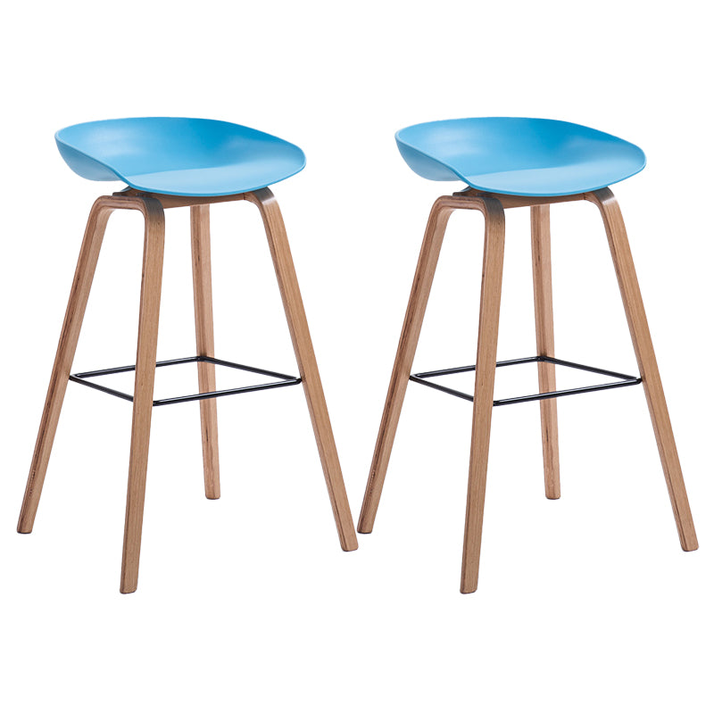 Contemporary Wood Stool Backrest Counter Plastic Counter Stool in Matte Finish for Indoor
