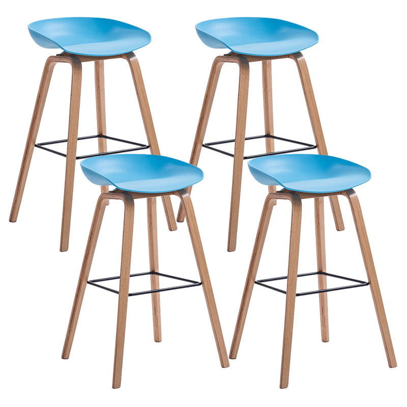 Contemporary Wood Stool Backrest Counter Plastic Counter Stool in Matte Finish for Indoor
