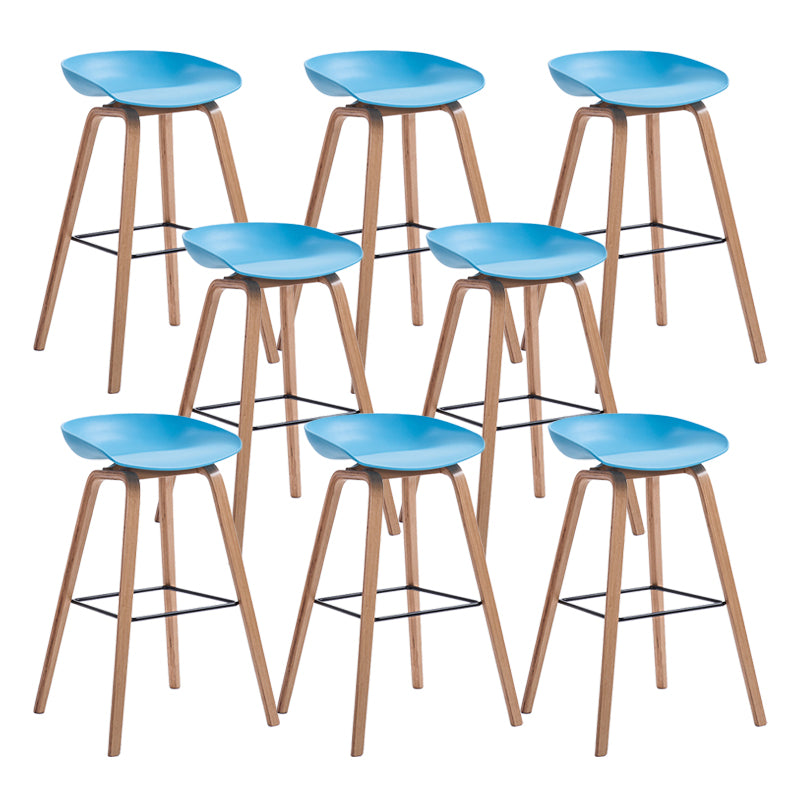 Contemporary Wood Stool Backrest Counter Plastic Counter Stool in Matte Finish for Indoor