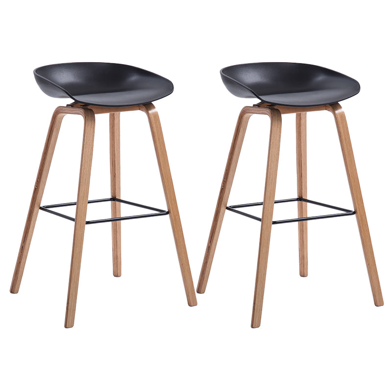 Contemporary Wood Stool Backrest Counter Plastic Counter Stool in Matte Finish for Indoor