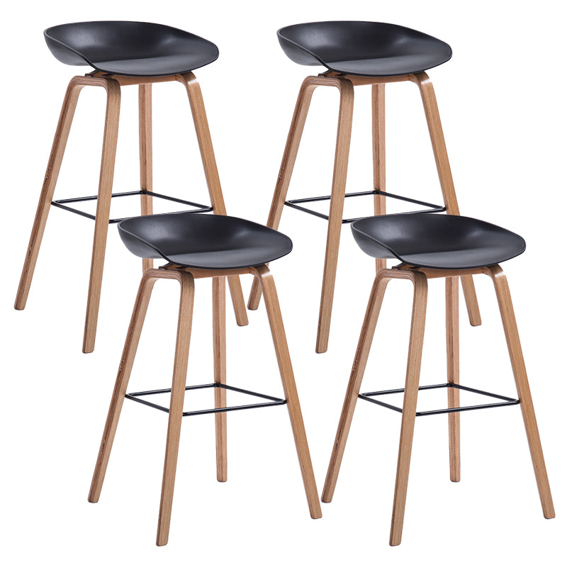 Contemporary Wood Stool Backrest Counter Plastic Counter Stool in Matte Finish for Indoor