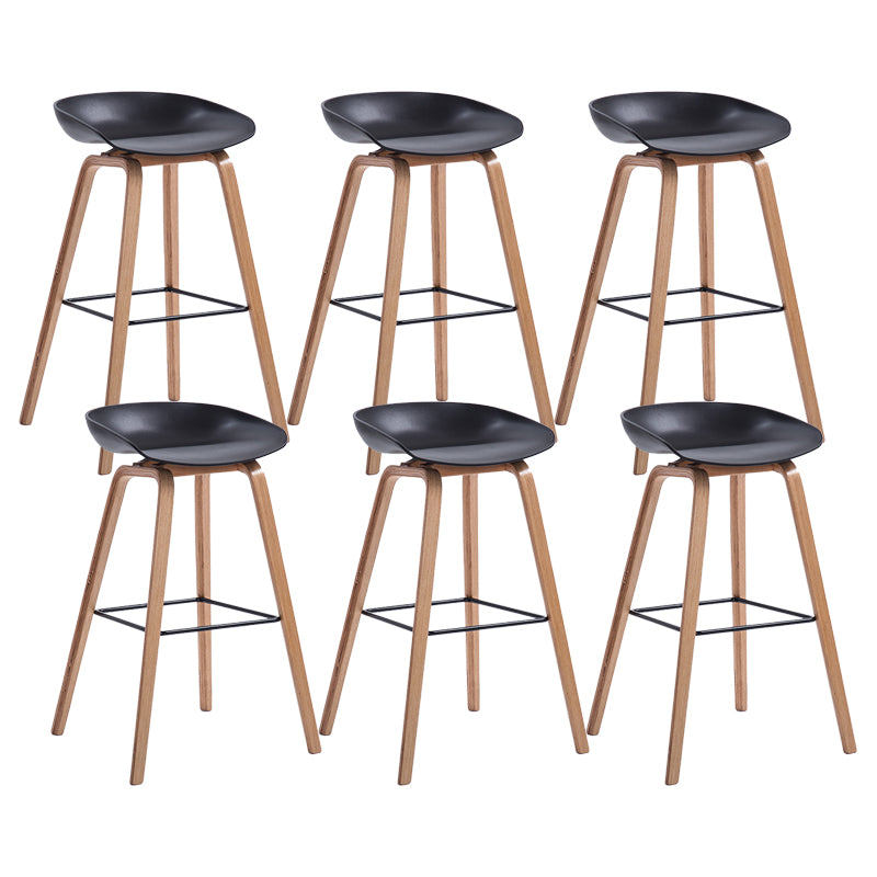 Contemporary Wood Stool Backrest Counter Plastic Counter Stool in Matte Finish for Indoor