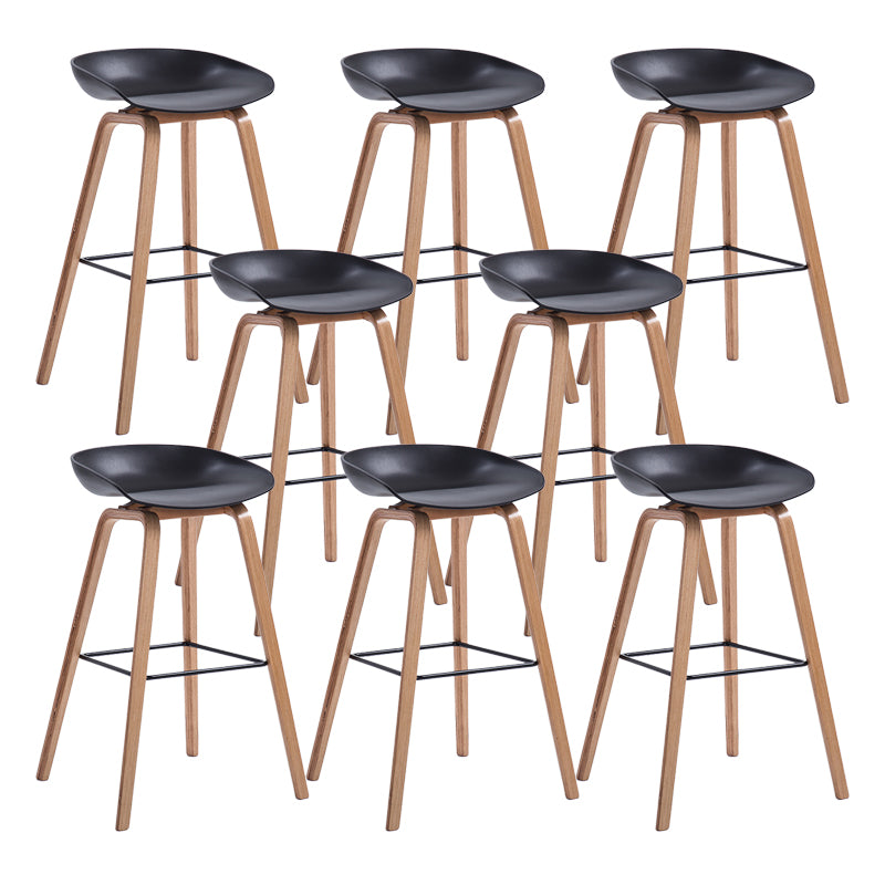 Contemporary Wood Stool Backrest Counter Plastic Counter Stool in Matte Finish for Indoor