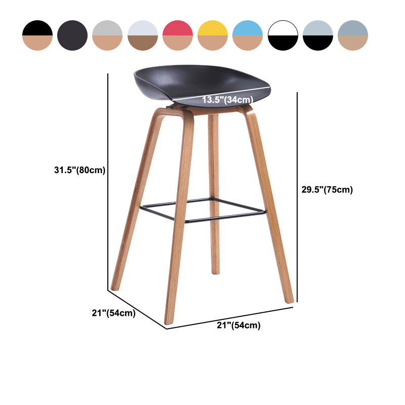 Contemporary Wood Stool Backrest Counter Plastic Counter Stool in Matte Finish for Indoor