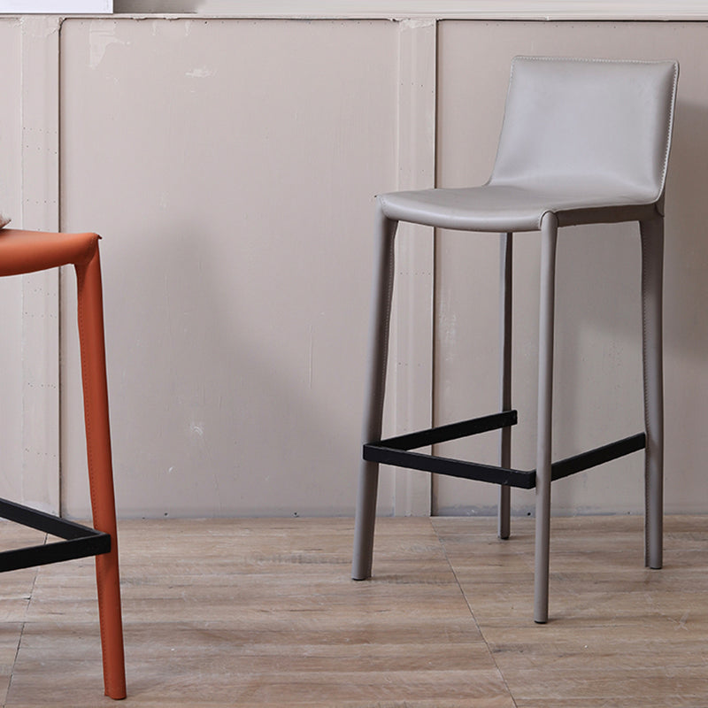 Scandinavian Leather Counter Stools Metal Bar Stool for Home Use