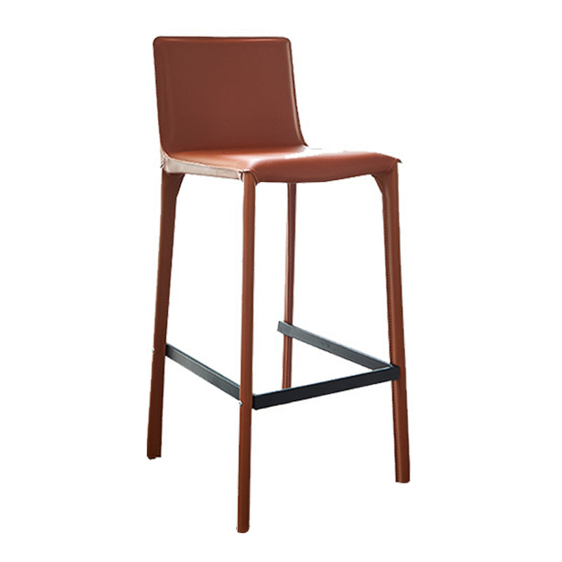 Scandinavian Leather Counter Stools Metal Bar Stool for Home Use