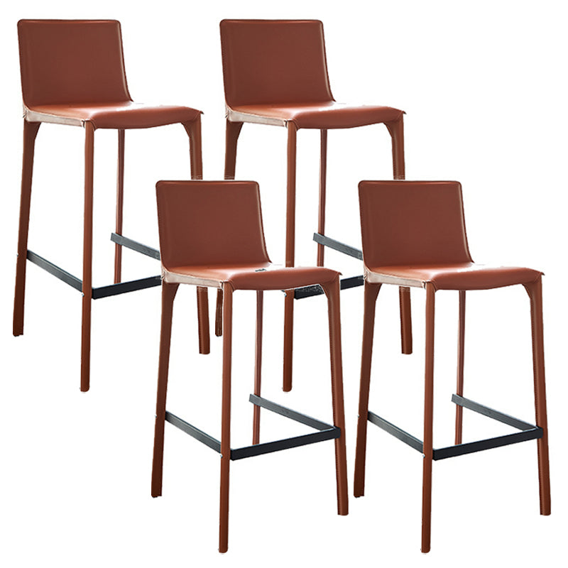 Scandinavian Leather Counter Stools Metal Bar Stool for Home Use