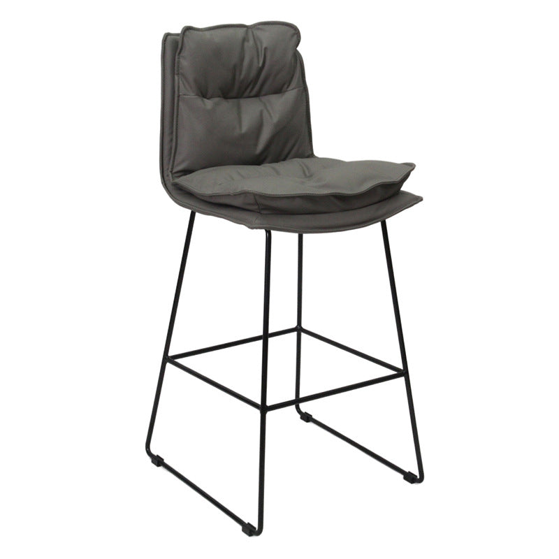 Contemporary Metal Barstool Fabric Counter Stool in Matte Finish for Indoor